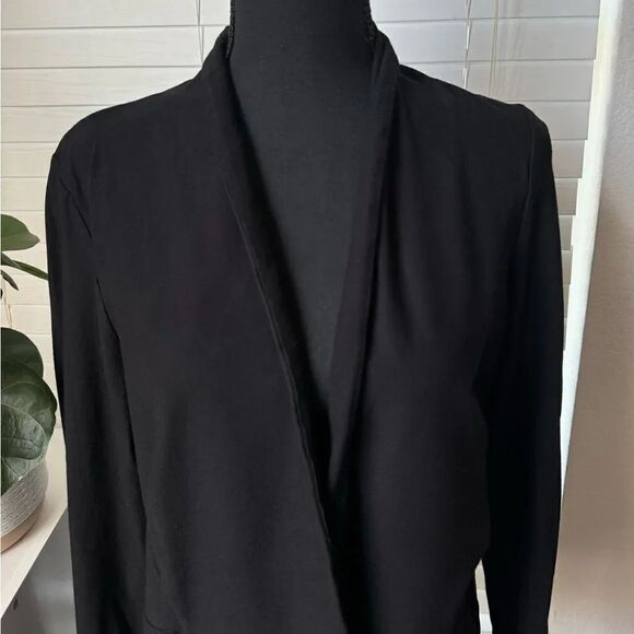 Eileen Fisher Open Front Jacket Blazer Black Size M Viscose Nylon Spandex Casual - Picture 2 of 6